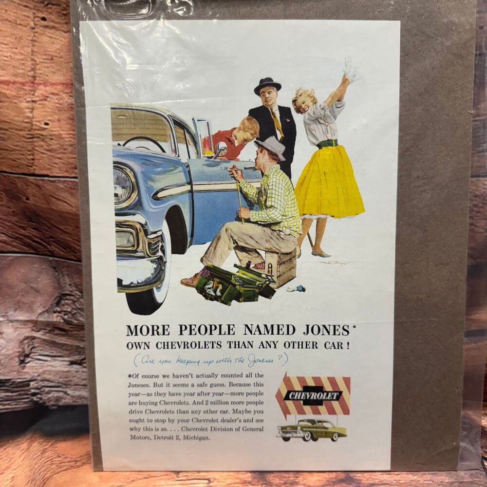 Vintage 1956 Chevrolet Ad More People Named Jones Own Chevrolets Print